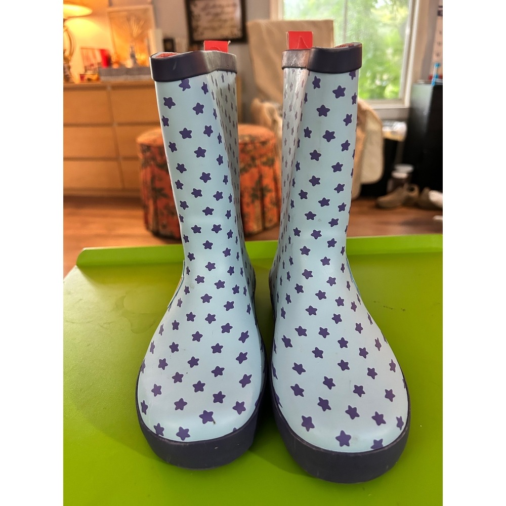 Bluey Bingo Kids Rain Boots Light Blue Purple Stars Rubber Wellies Size 13/1